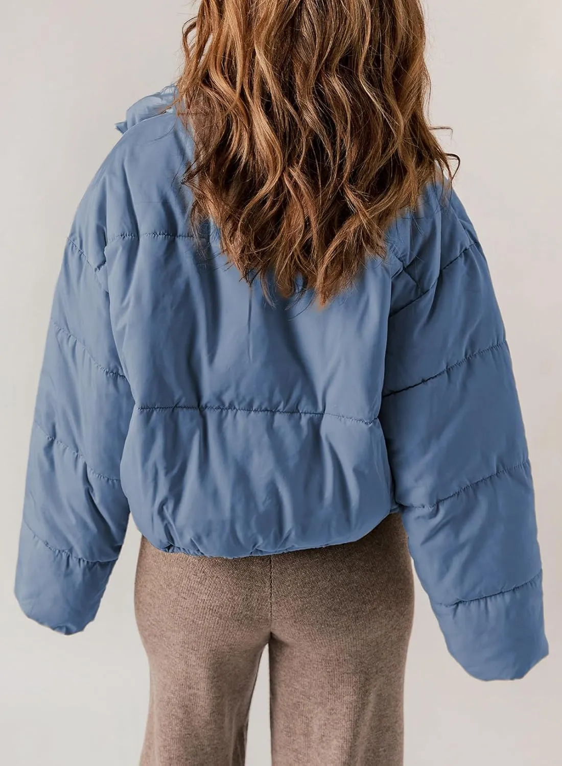 Dokotoo Womens Winter Quilted Jackets Long Sleeve Full Zip Puffer Jacket Coats with Pockets