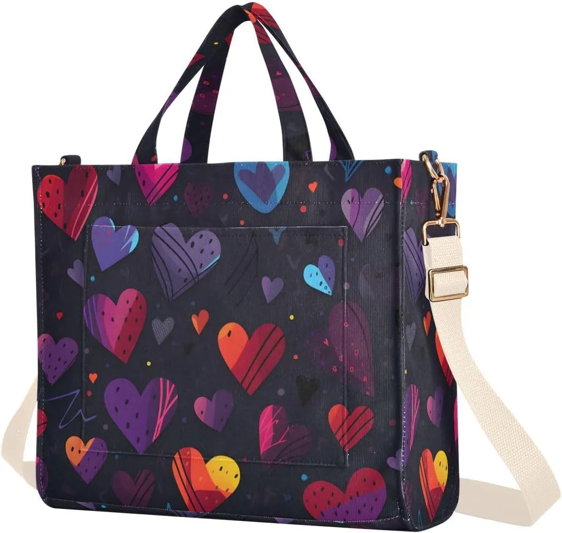 Doodle Hearts Women's Tote Handbags Top Handle Satchel Shoulder Bag Crossbody Bag
