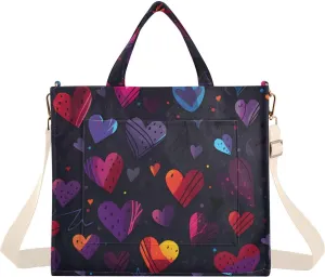 Doodle Hearts Women's Tote Handbags Top Handle Satchel Shoulder Bag Crossbody Bag