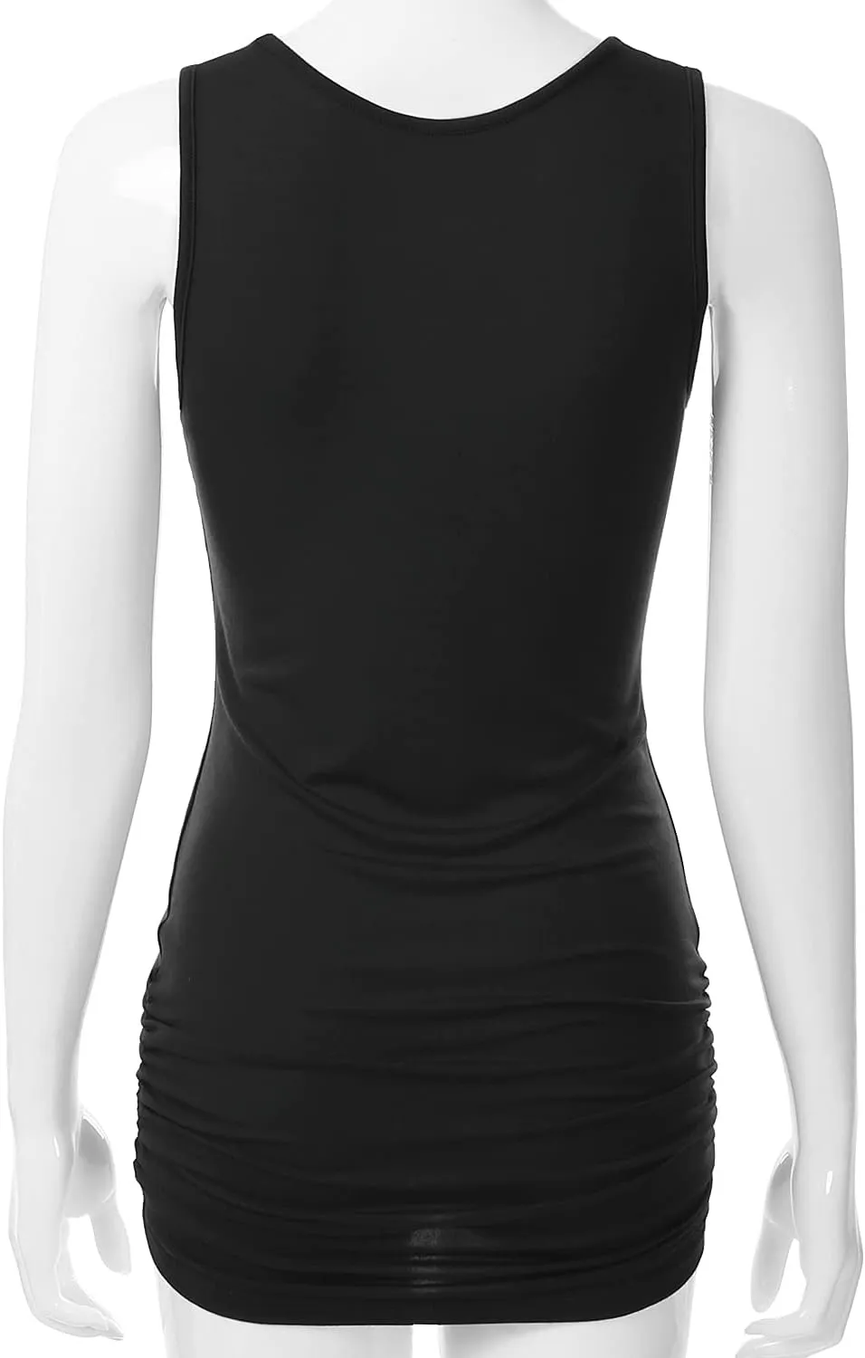EIMIN Women's V-Neck Cami Sleeveless Stretch Comfy Shirring Tank Top (S-3XL)