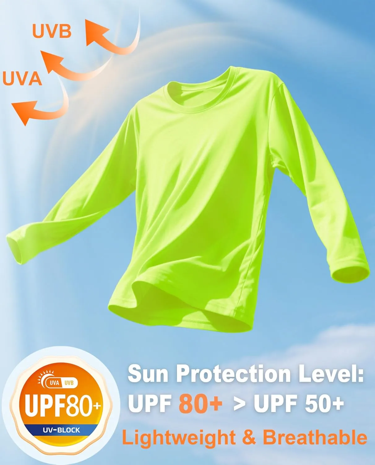 EKLENTSON Men's UPF 80  Sun Protection Shirts Long Sleeve Rash Gurad Quick Dry Swim Shirt Lightweight