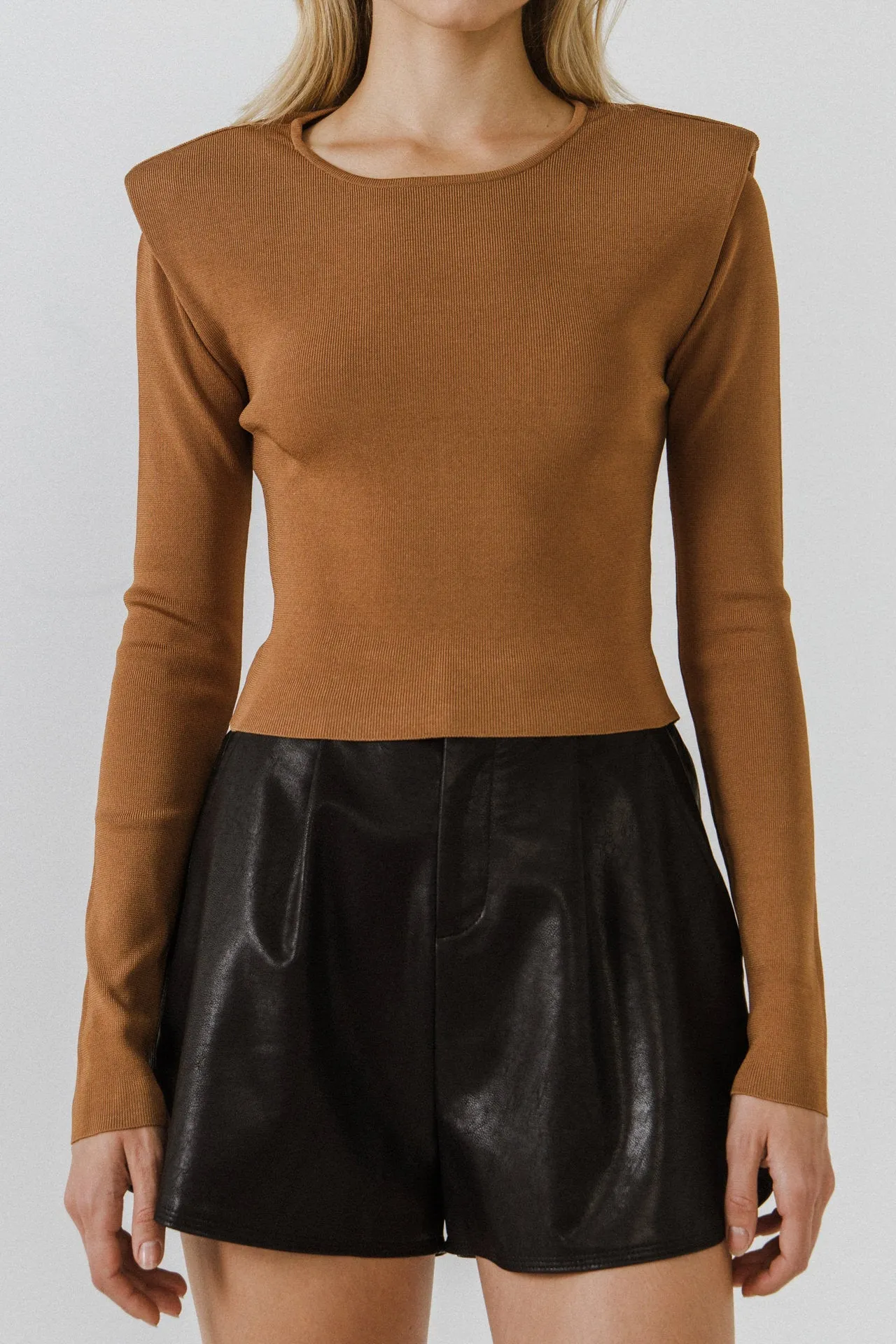 Endless Rose - Shoulder Pad Knit Top