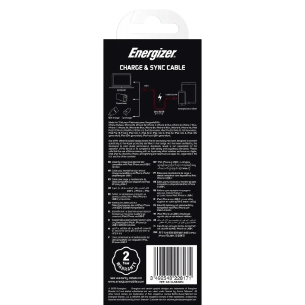 ENERGIZER Cable USB-C to Lighting 2M - White