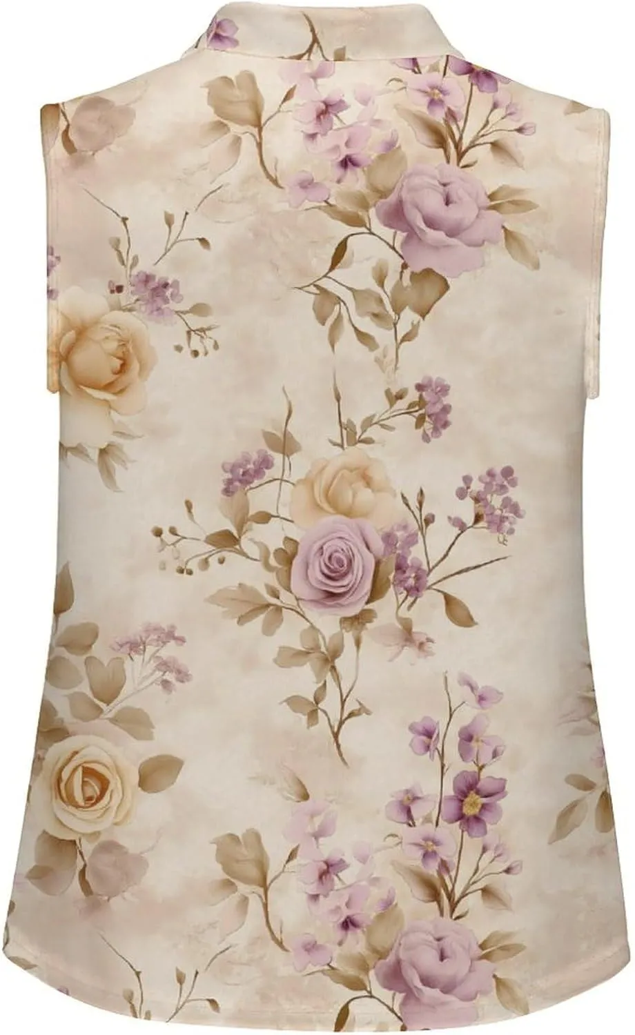 ENLACHIC Women's Golf Shirts Sleeveless Floral Printed Collar V Neck Tank Tops Quick Dry Athletic Tennis Polo Shirt