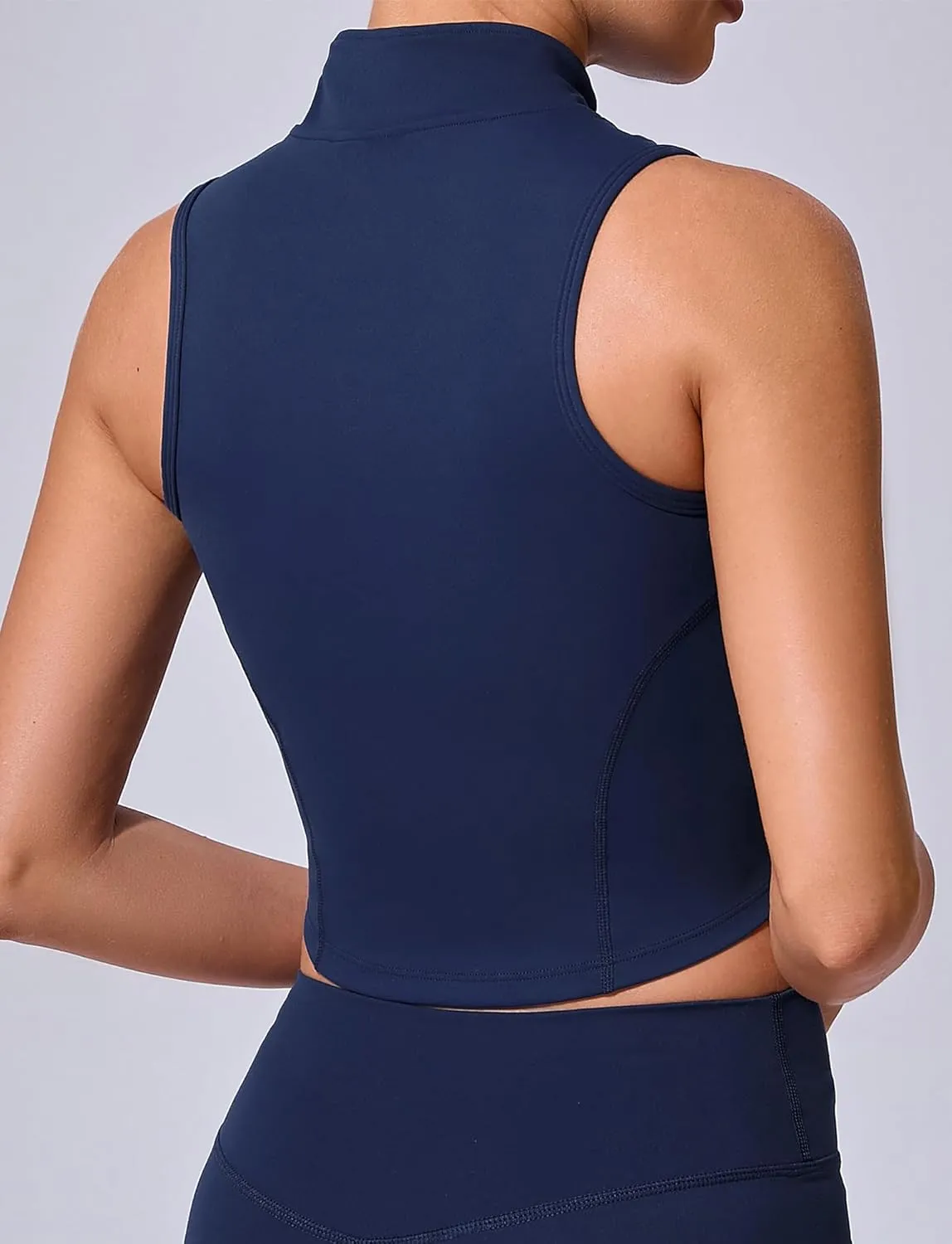 FEOYA Curve Hem Golf Tank Top for Women Sleeveless Full Zip Up Yoga Workout Vest Slim Fit Nylon Tennis Shirt 2025