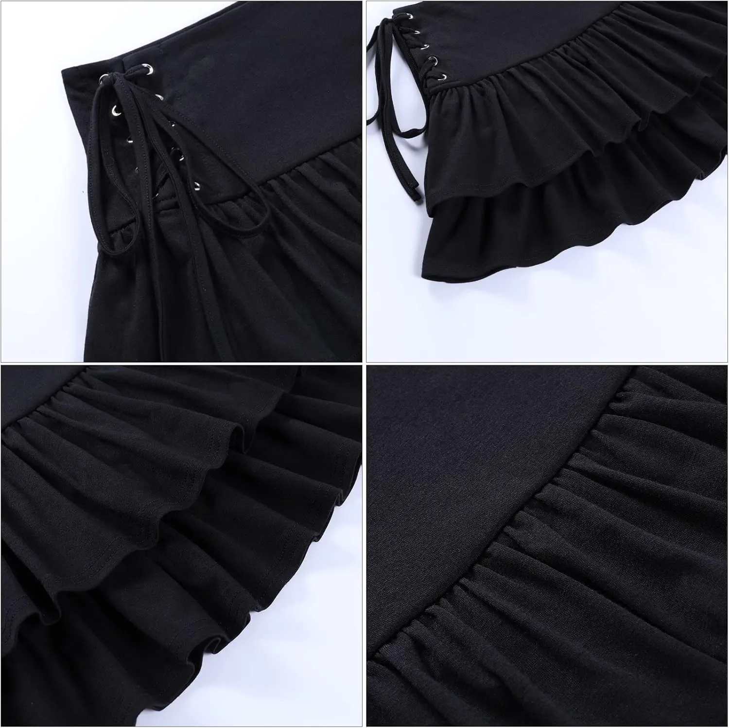 FEOYA Women Gothic Pleated Mini Skirt Punk High Waist A Line Skirt for Casual Party Cosplay