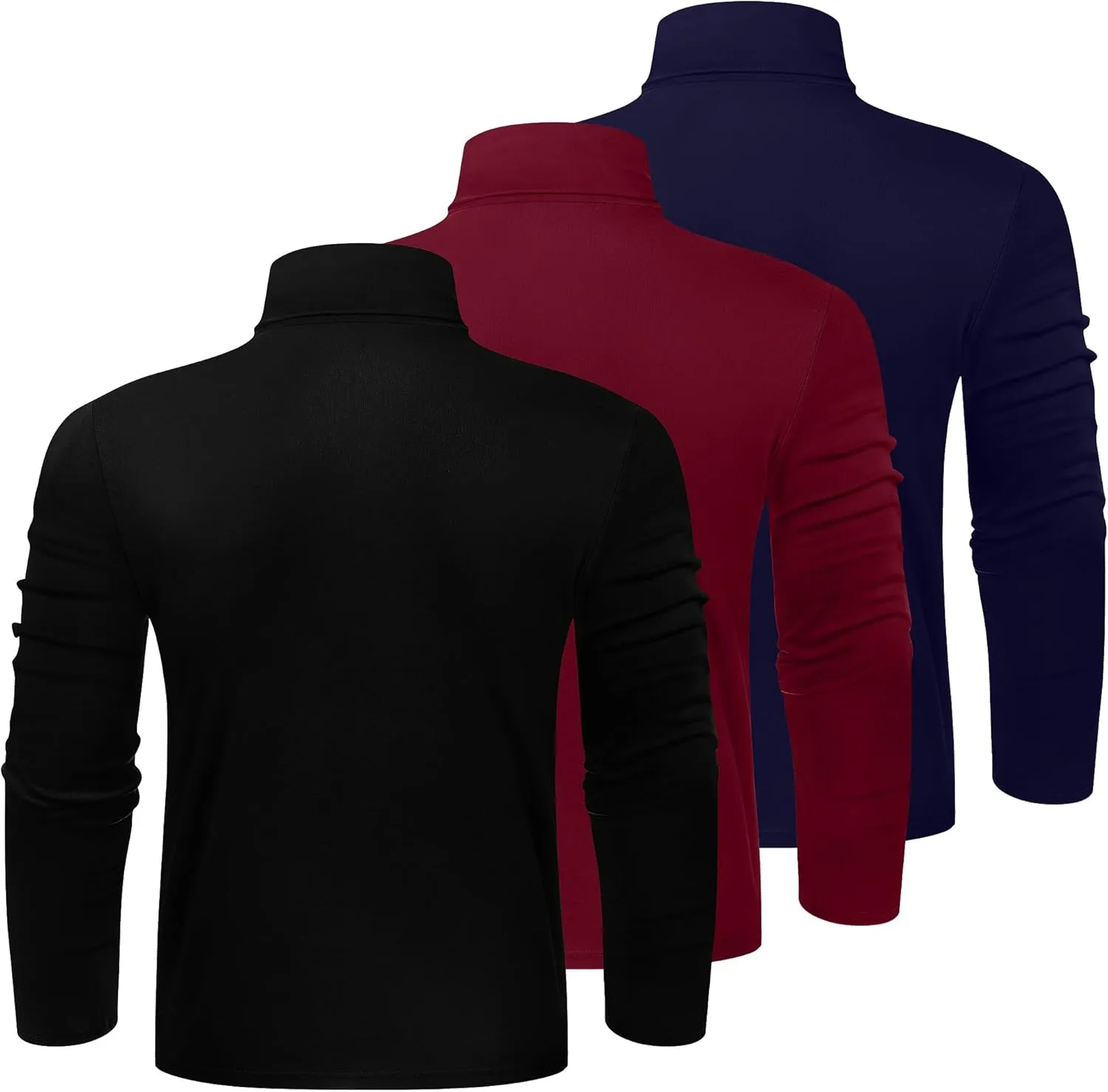 Ficerd 3 Pack Men's Big and Tall Turtleneck Shirts Cotton Long Sleeve Turtle Neck Tops Plus Size Loose Fit Basic Tee