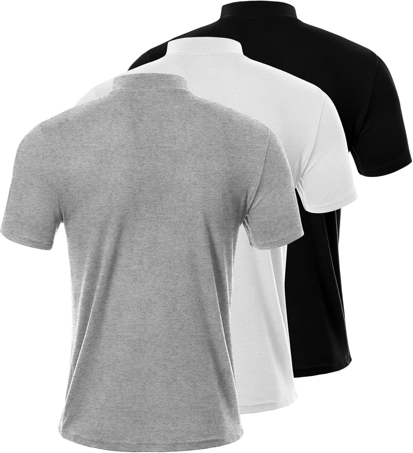 Ficerd 3 Pack Men's Mock Neck T Shirts, Cotton Short Sleeve Turtleneck Tee Shirts Slim Fit Basic Casual Solid Undershirt Tops