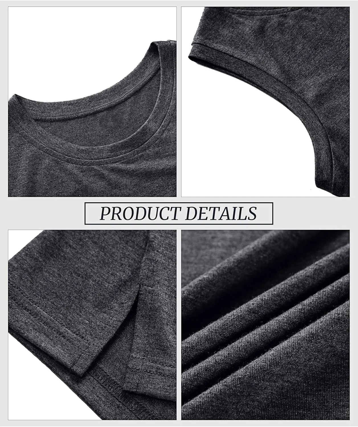 Ficerd 4 Pack Women's Sleeveless Tops, Casual Summer Loose Fit T Shirts Solid Color Tunic Tank Tops Ladies' Crew Neck Tee