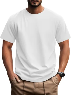 Ficerd Men's Big and Tall Shirt Short Sleeve Summer Cotton Tee Crew Neck Oversize Top Casual Loose Fit Knitted T Shirt M-7XL