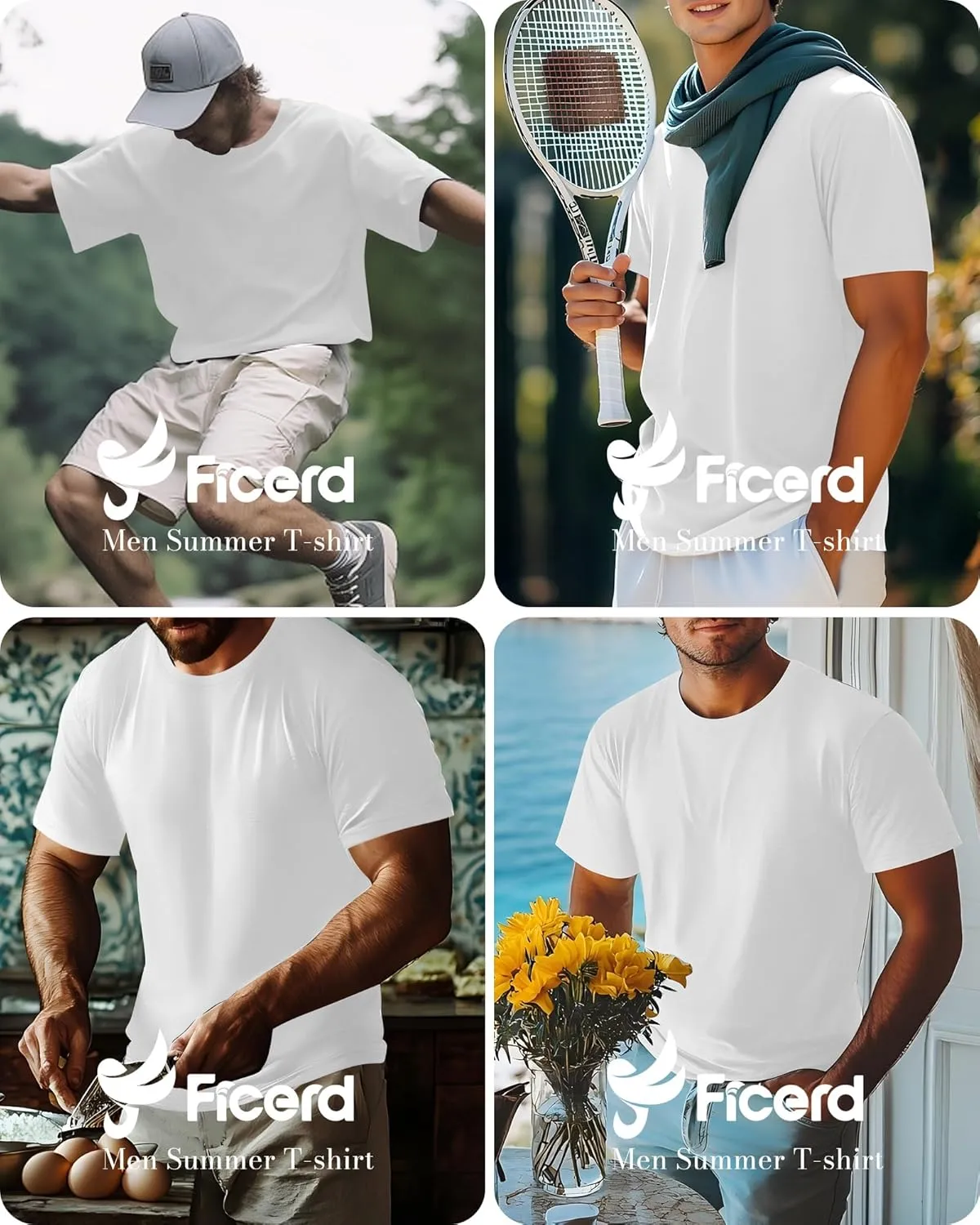 Ficerd Men's Big and Tall Shirt Short Sleeve Summer Cotton Tee Crew Neck Oversize Top Casual Loose Fit Knitted T Shirt M-7XL