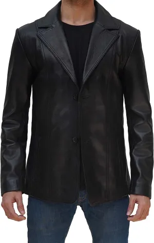 fjackets Men's Real Lambskin Leather Blazer Jacket  Stylish Leather Jackets Mens, Ideal for Business, Casual & Formal Events