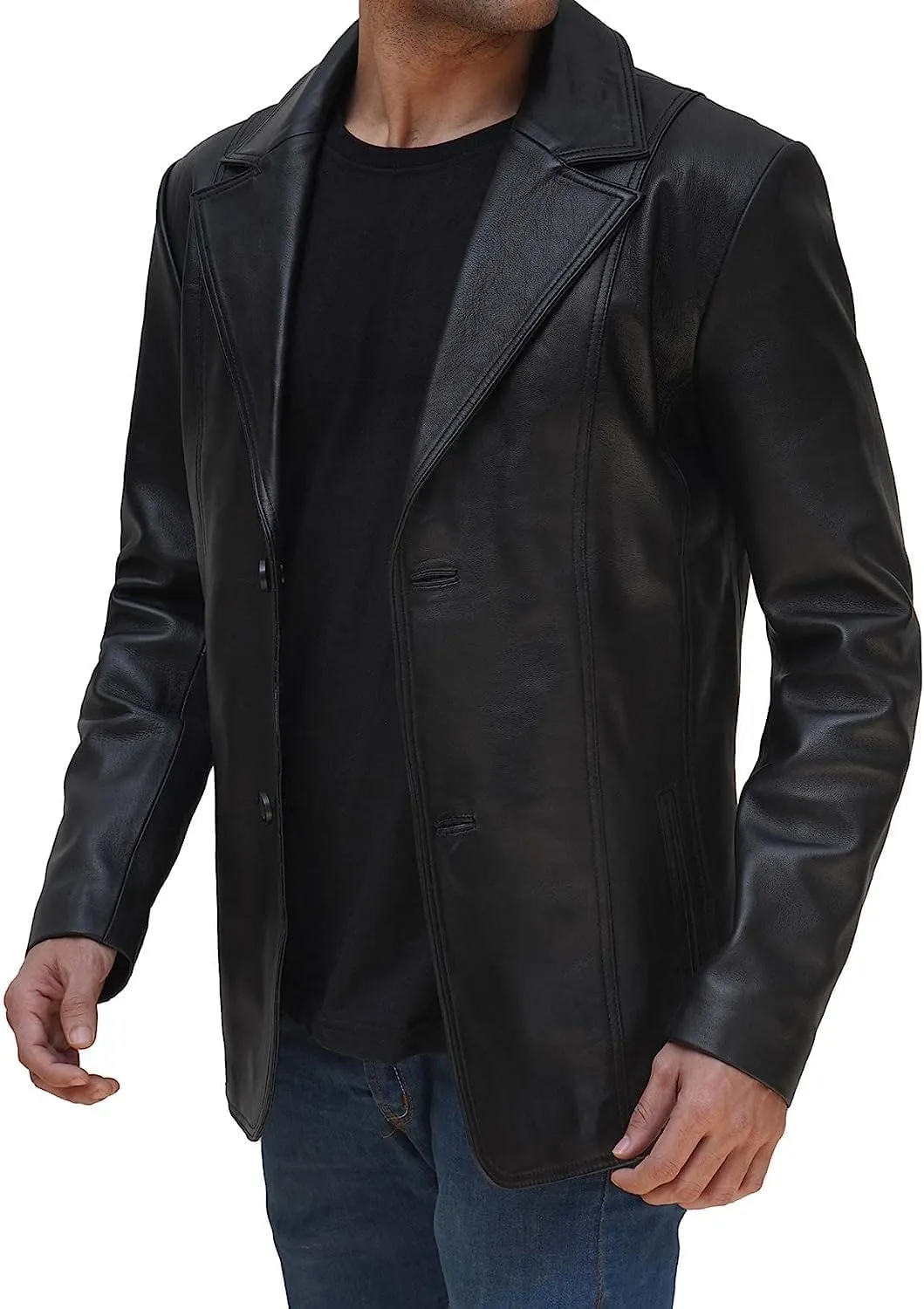 fjackets Men's Real Lambskin Leather Blazer Jacket  Stylish Leather Jackets Mens, Ideal for Business, Casual & Formal Events
