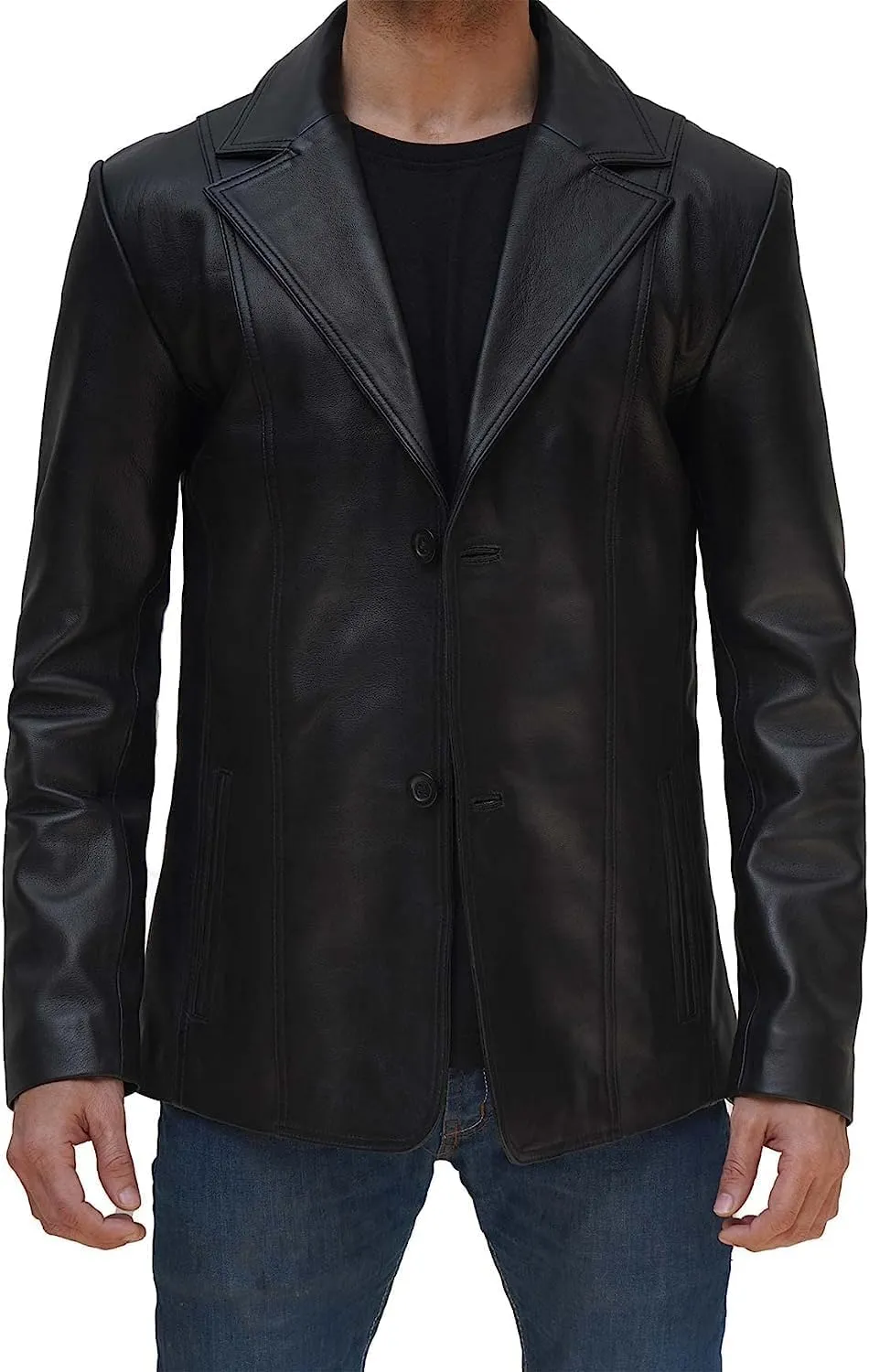 fjackets Men's Real Lambskin Leather Blazer Jacket  Stylish Leather Jackets Mens, Ideal for Business, Casual & Formal Events