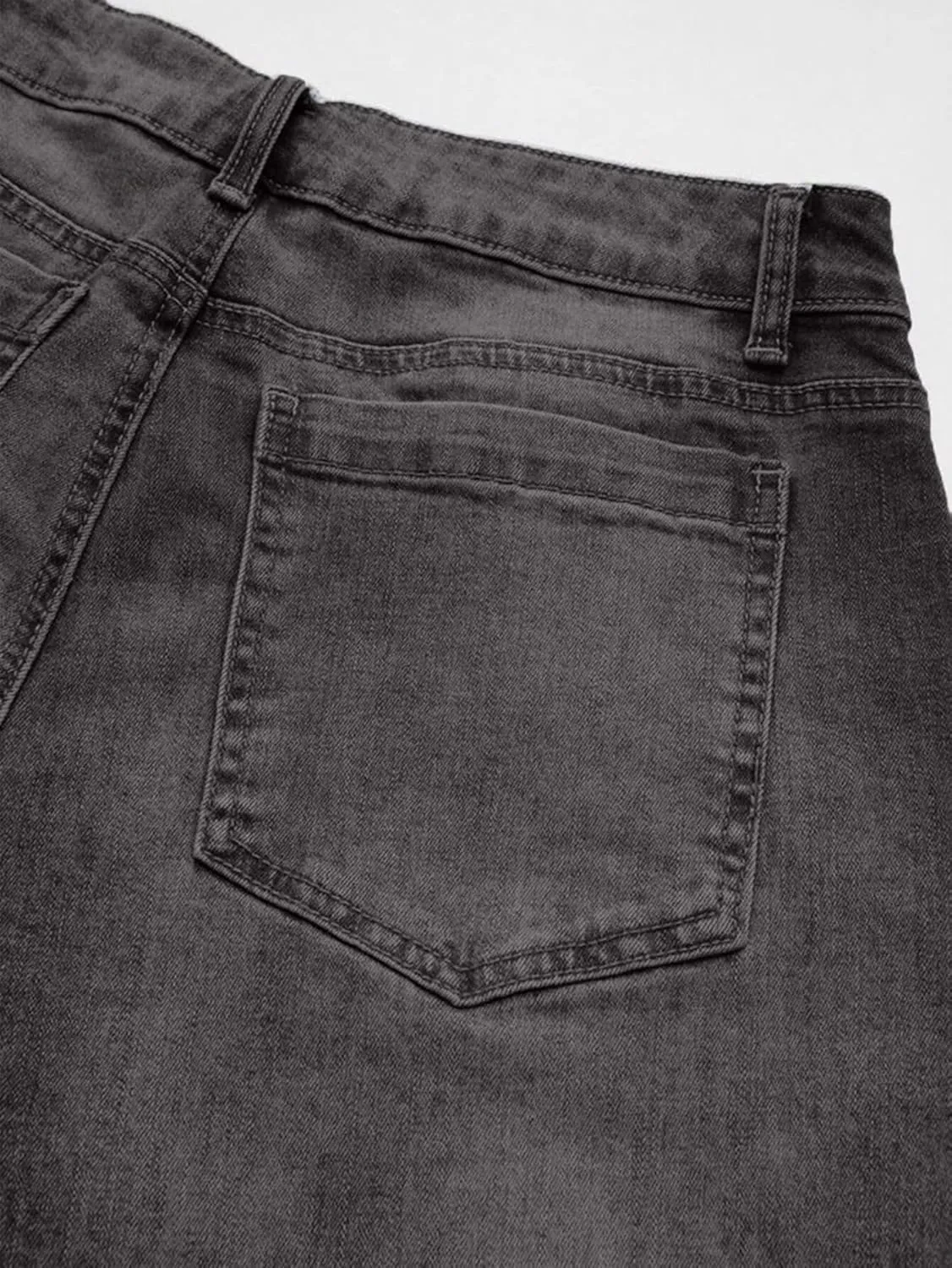 Flamingals Wide Leg Jeans for Women Mid Waist Baggy Stitch Decor Denim Washed Pants Without Belt