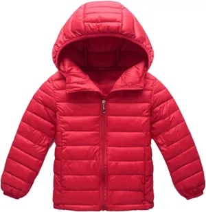 FLITAY Kid Winter Looser Fit Hooded Down Jacket Lightweight Warm Packable Jacket with Pocket