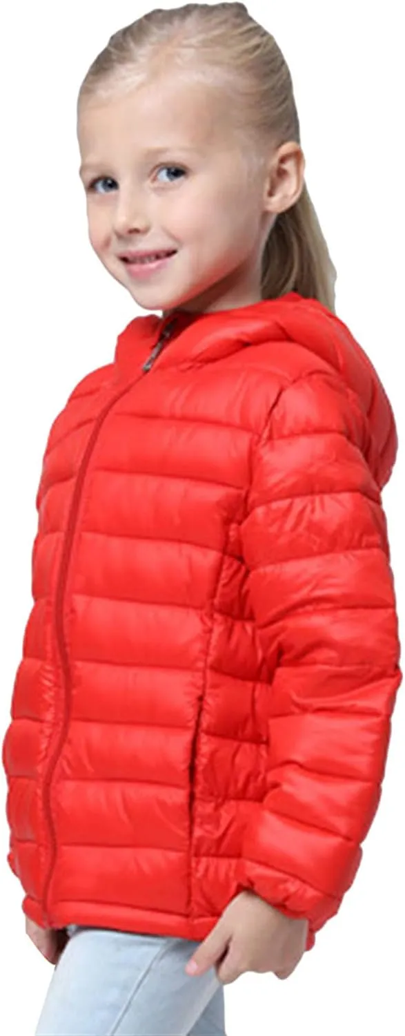 FLITAY Kid Winter Looser Fit Hooded Down Jacket Lightweight Warm Packable Jacket with Pocket