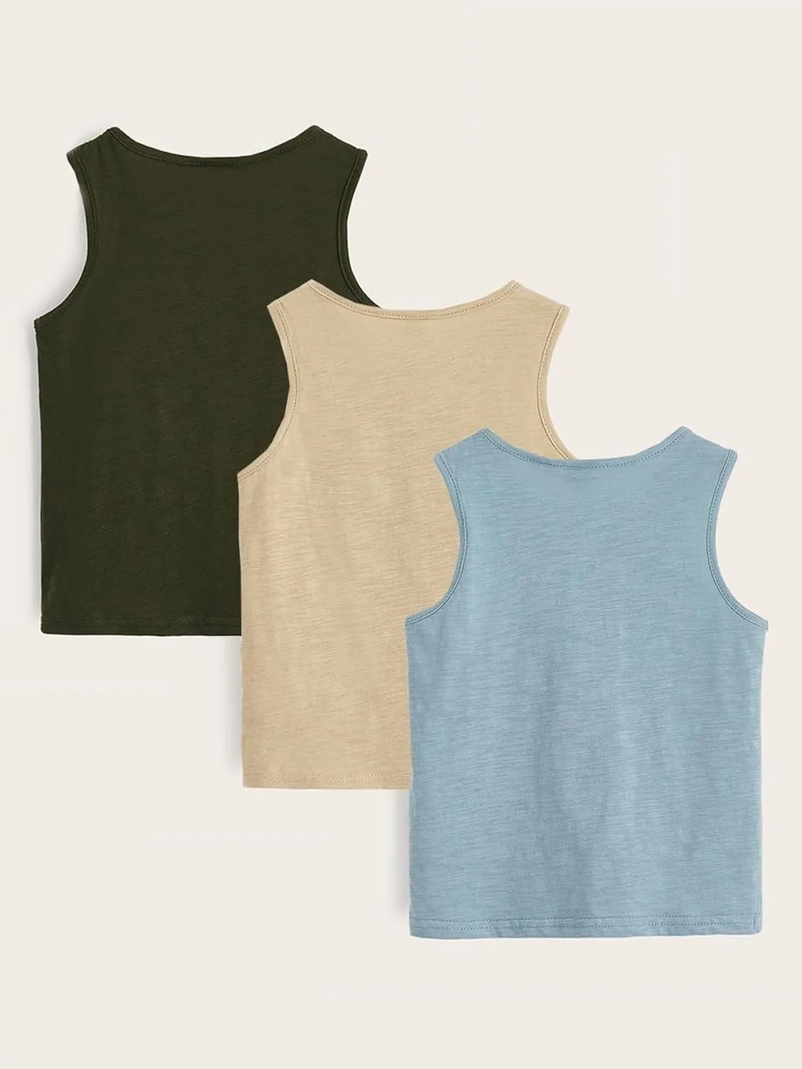 Floerns Boy's 3 Pcs Sleeveless Crew Neck Pocket Casual Solid Tank Top