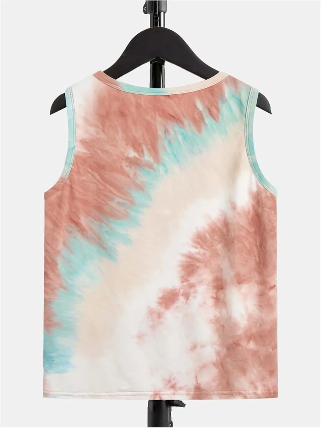 Floerns Boy's Tie Dye Sleeveless Tank Top Crewneck Hawaiian Tree Print Shirts