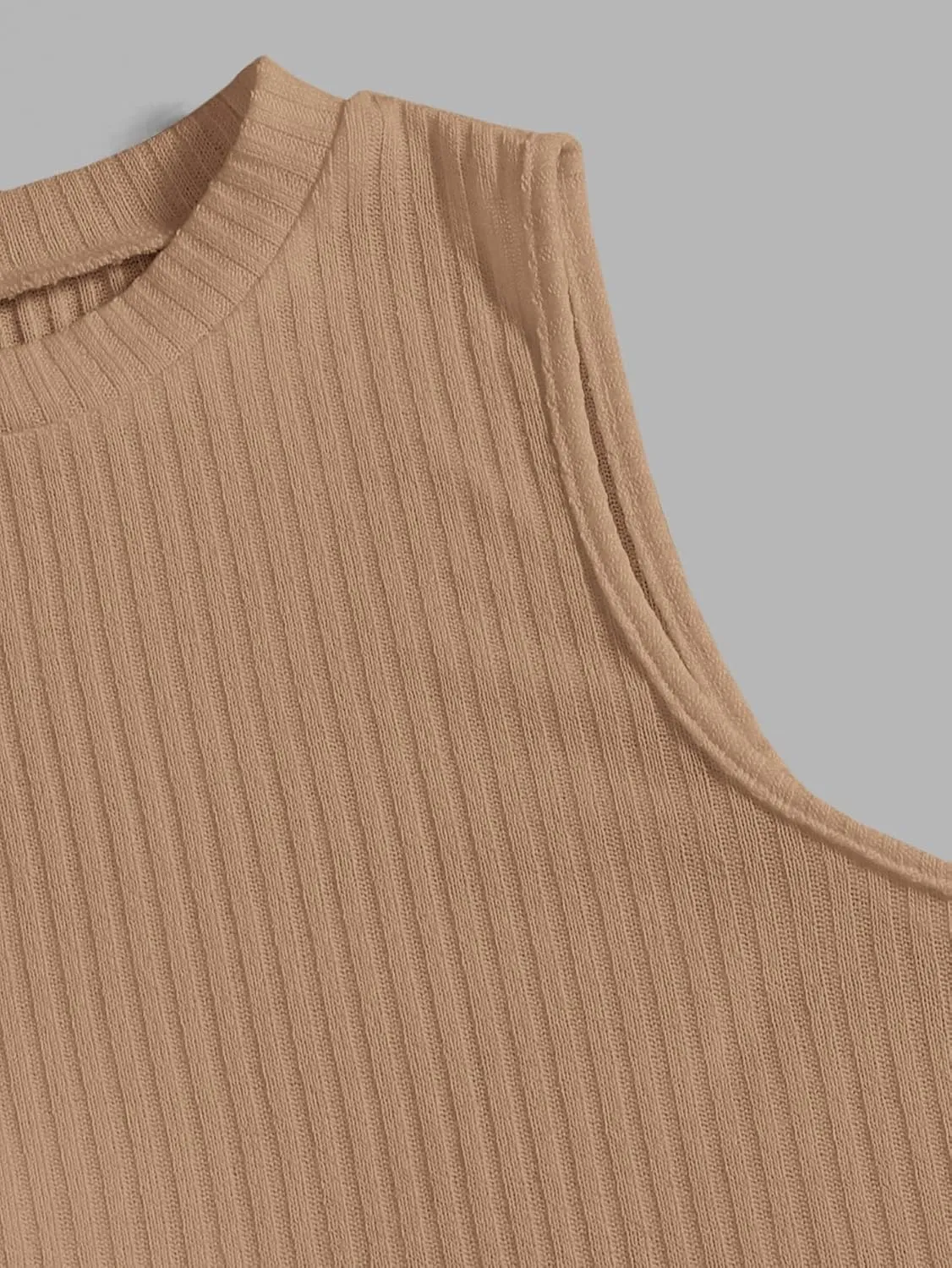 Floerns Women's 2 Piece Sleeveless Rib Knit Round Neck Camisole Tank Top