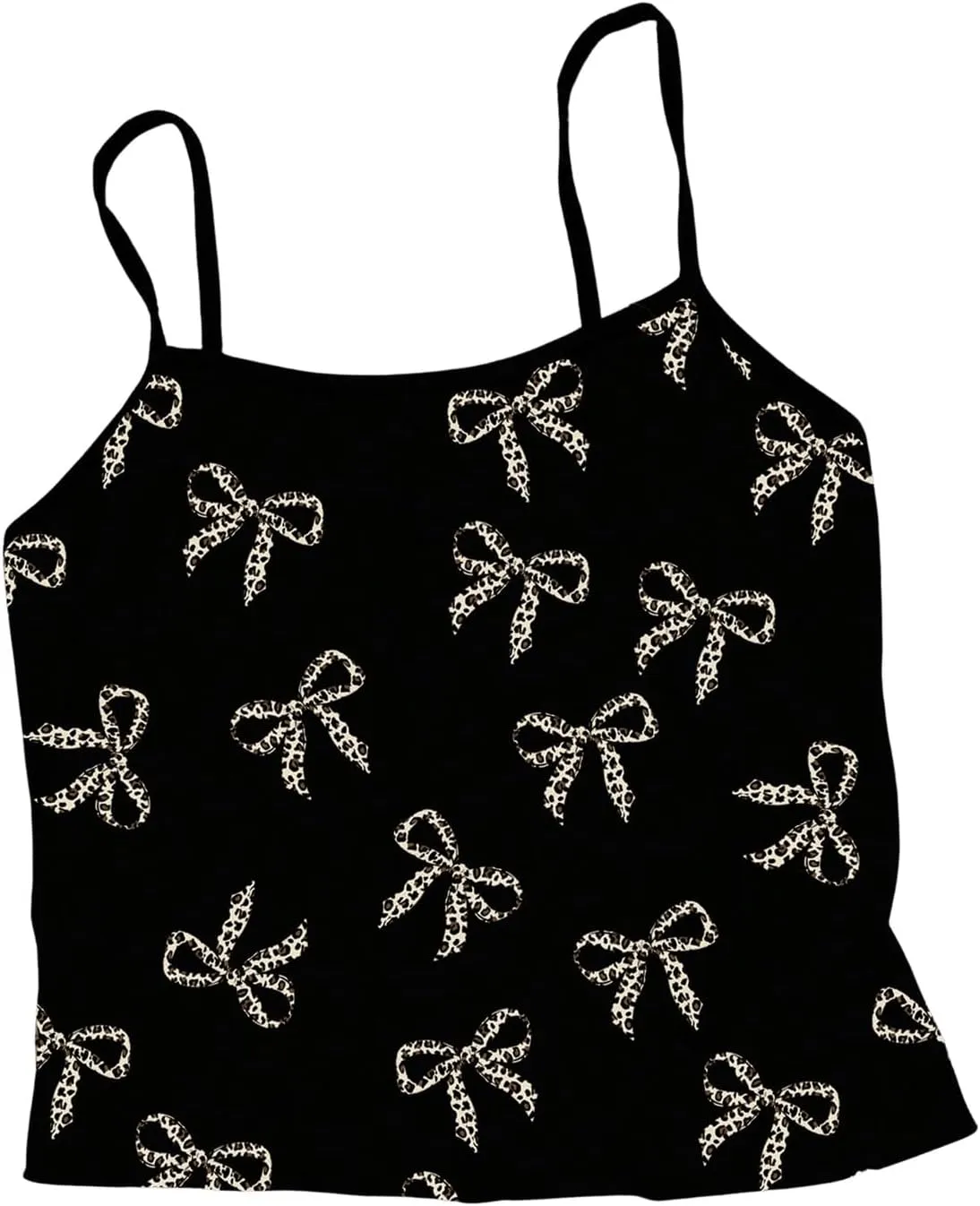 Floerns Women's Cheetah Print Crop Cami Top Leopard Sleeveless Cute Bow Camisole