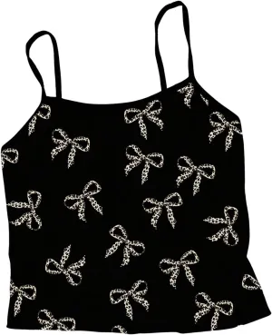 Floerns Women's Cheetah Print Crop Cami Top Leopard Sleeveless Cute Bow Camisole