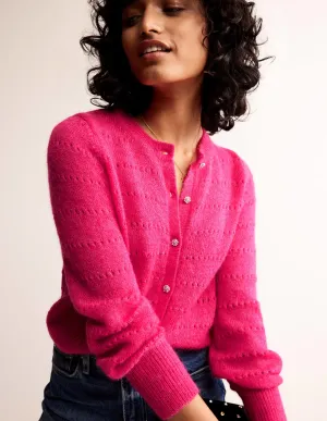 Fluffy Textured Cardigan-Vibrant Pink