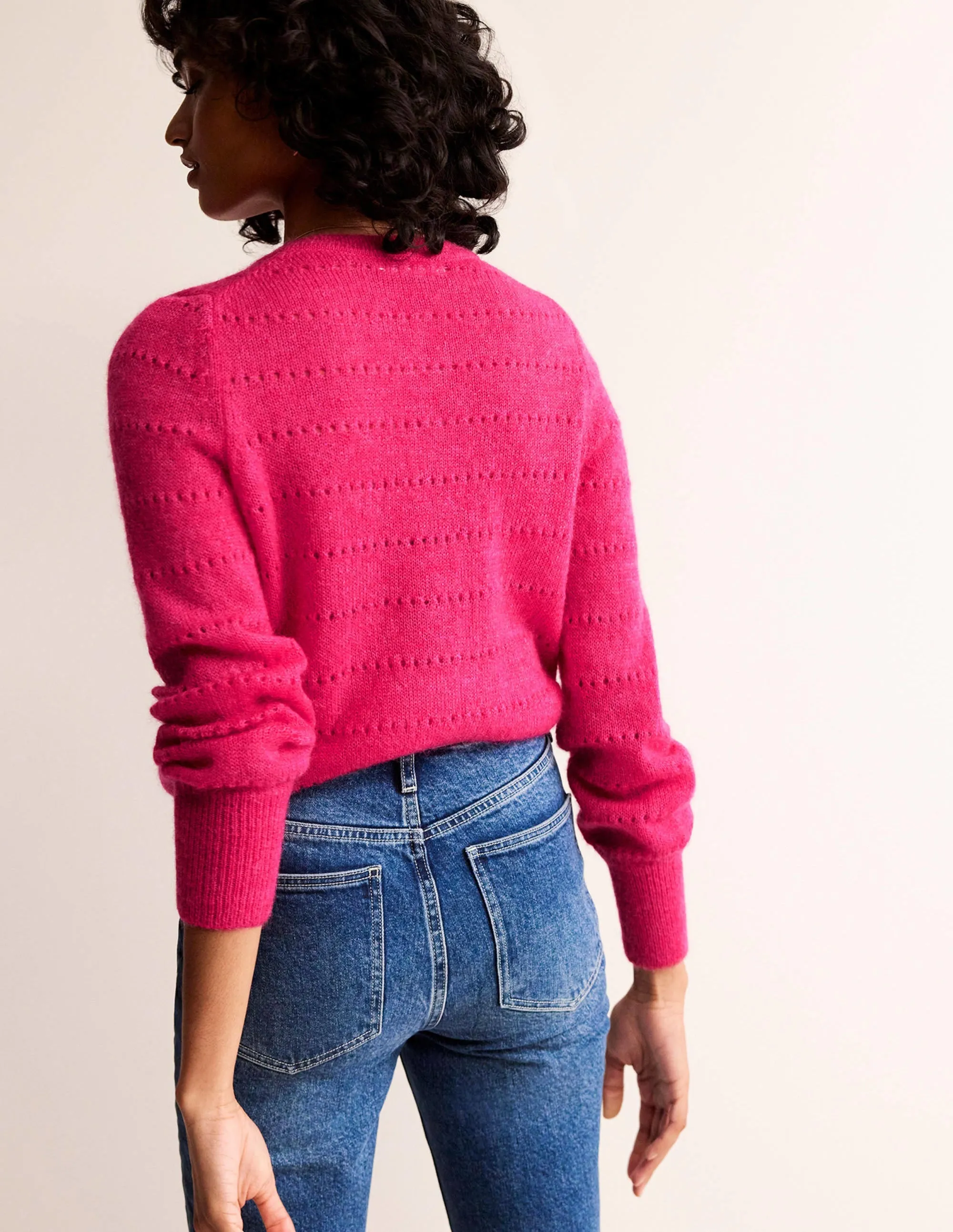 Fluffy Textured Cardigan-Vibrant Pink