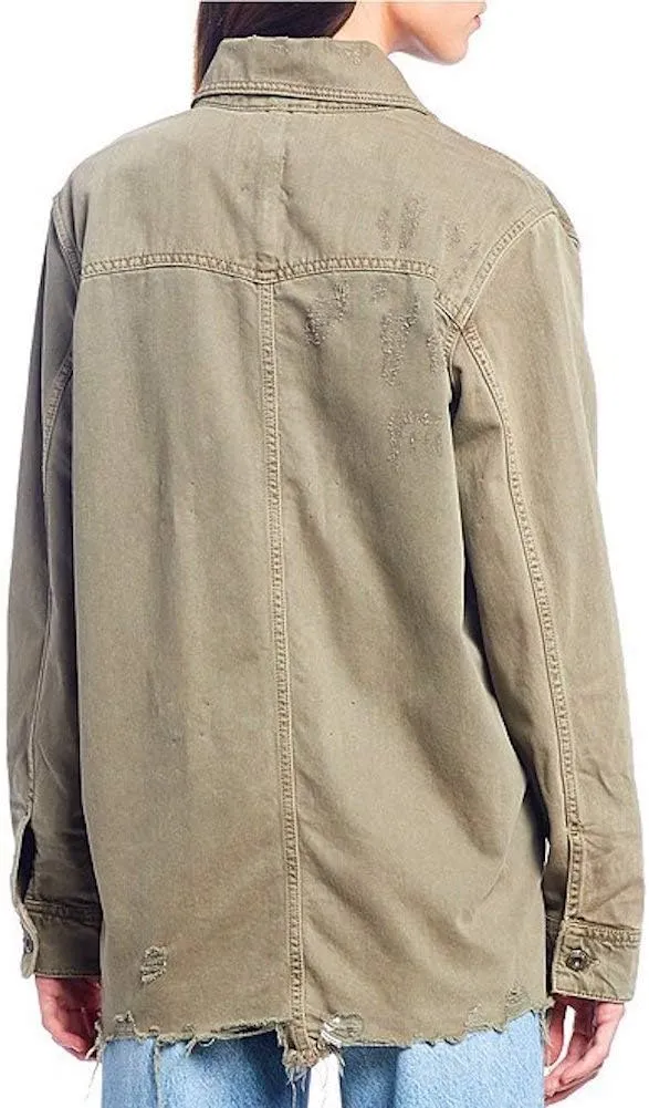 Free People Womens Moonchild Denim Cold Weather Shirt Jacket