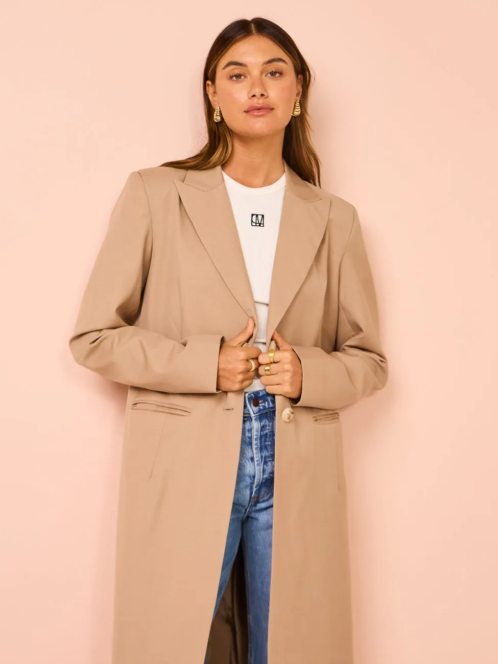 Friends with Frank The Margot Blazer Coat in Porcini