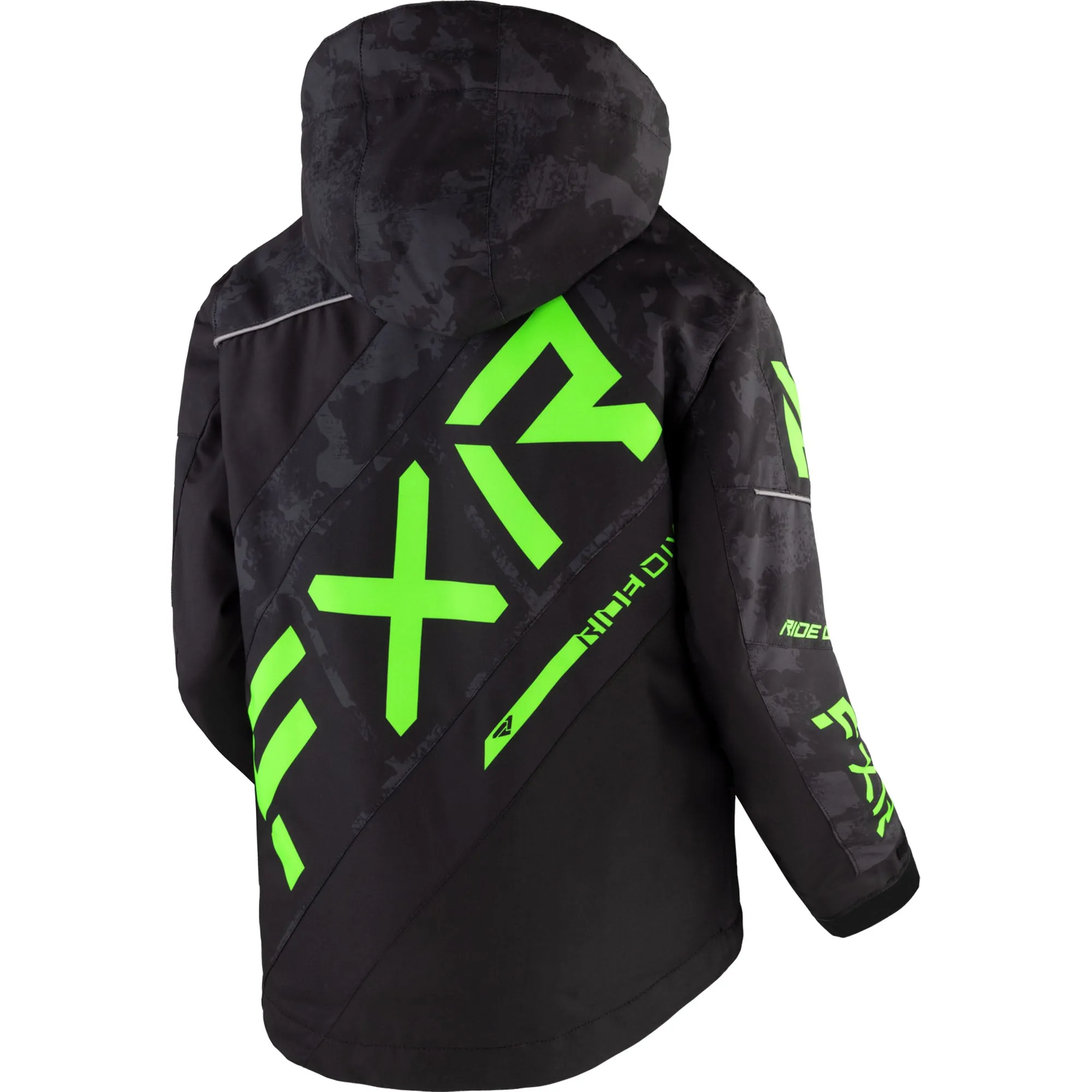 FXR  Child CX Snowmobile Jacket HydrX Thermal Flex F.A.S.T. Black Camo Lime