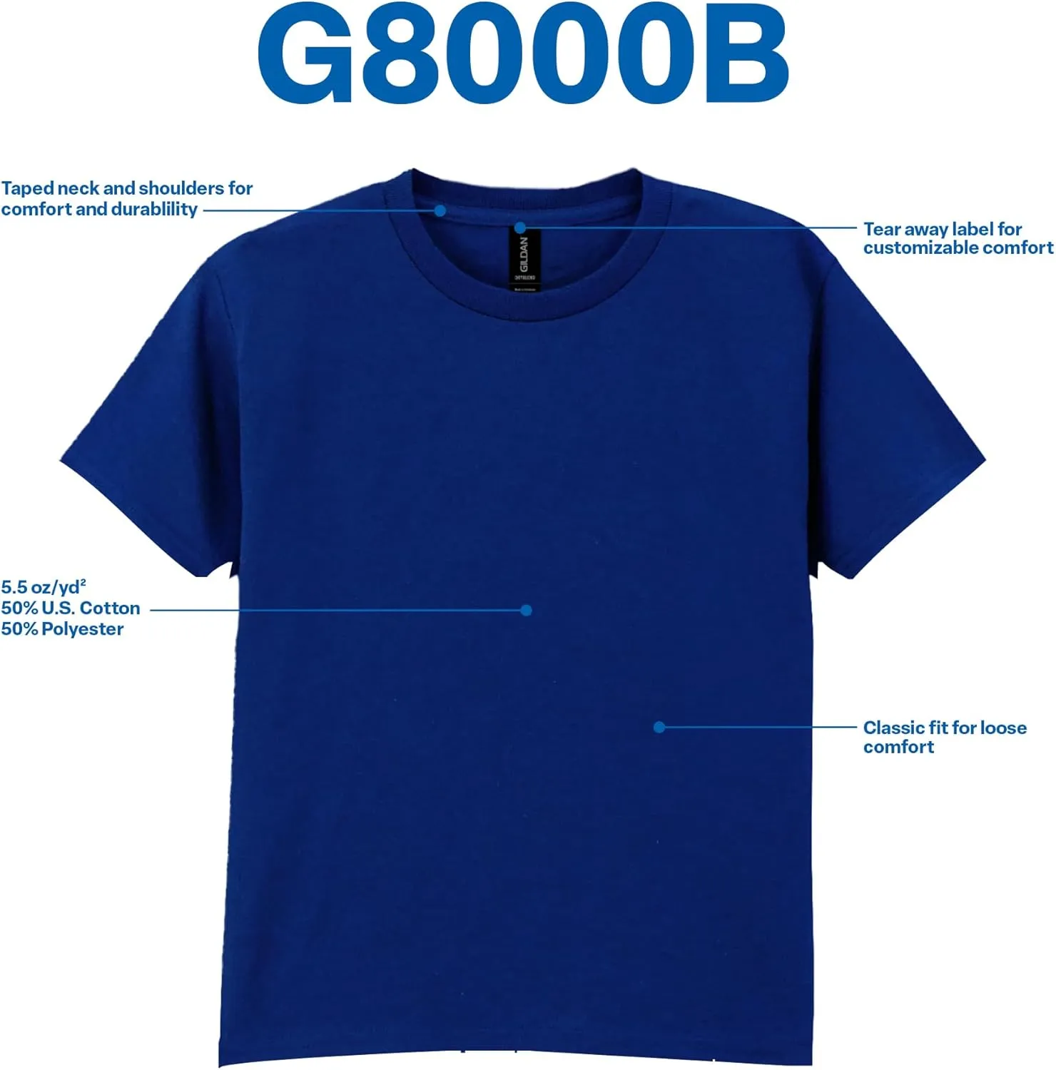 Gildan Youth DryBlend T-Shirt, Style G8000B, 2-Pack