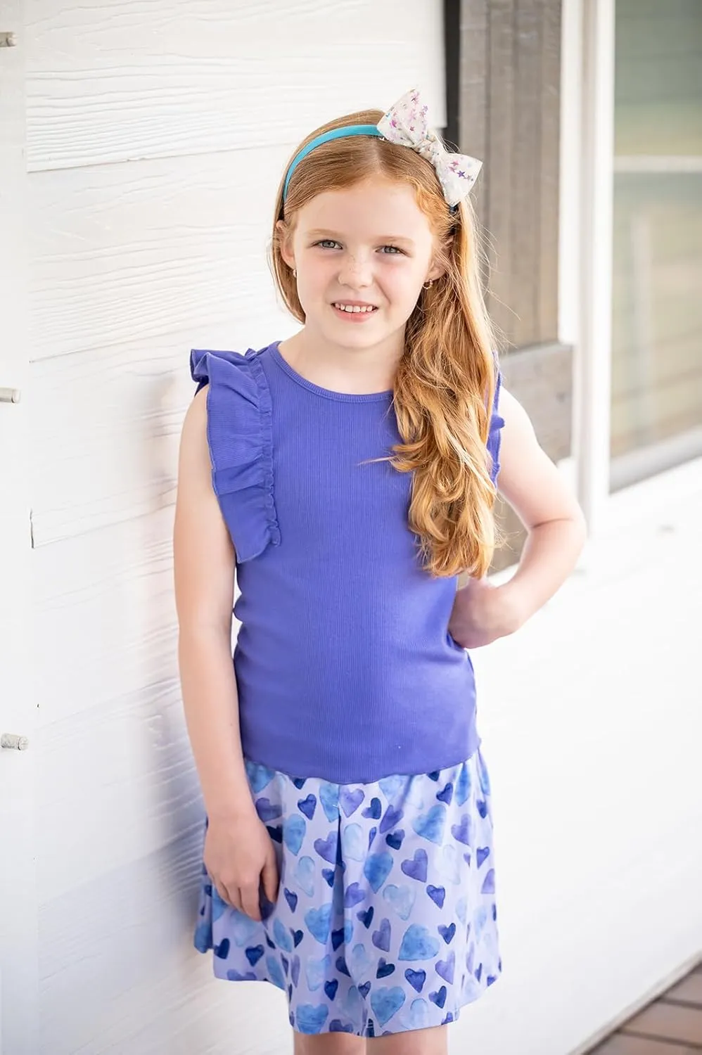 Girls 4 Piece Ribbed Top and Skort Set, Kids 2-10 Years
