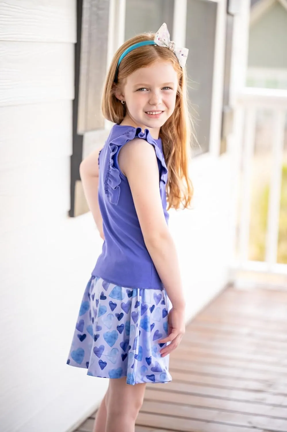 Girls 4 Piece Ribbed Top and Skort Set, Kids 2-10 Years