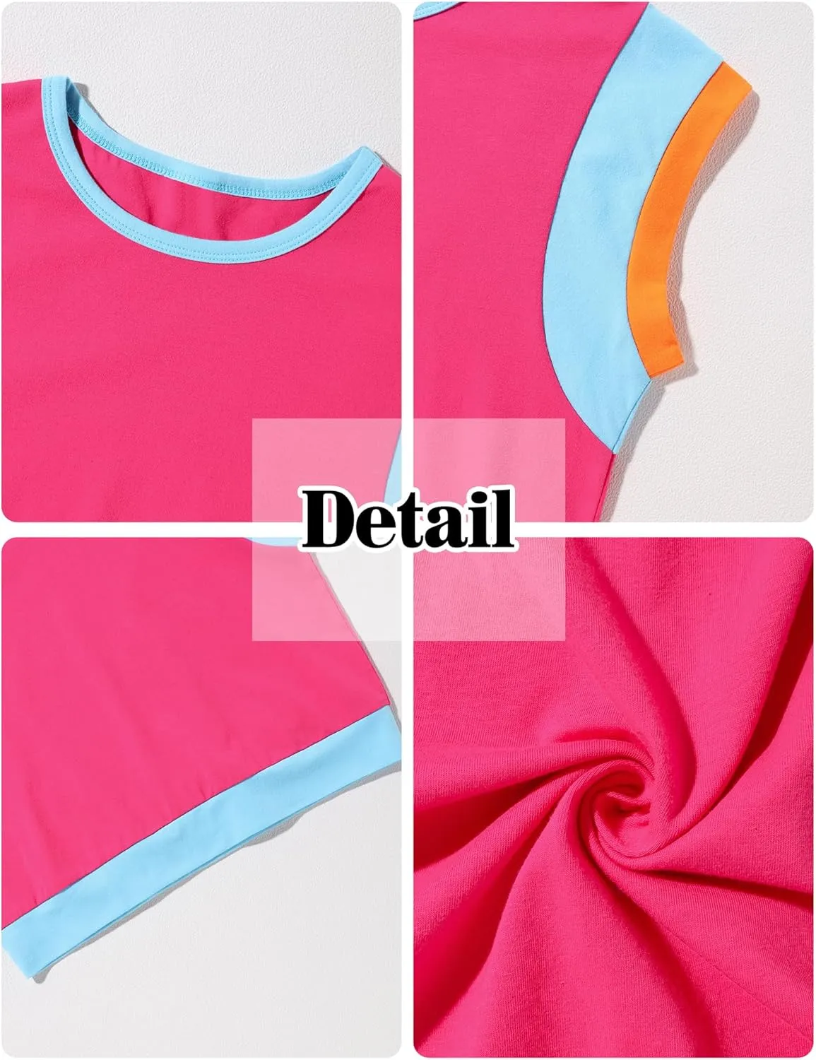 Girls Clothes Color Block Sleeveless Tank Top with Shorts 2PCS Summer Outfits