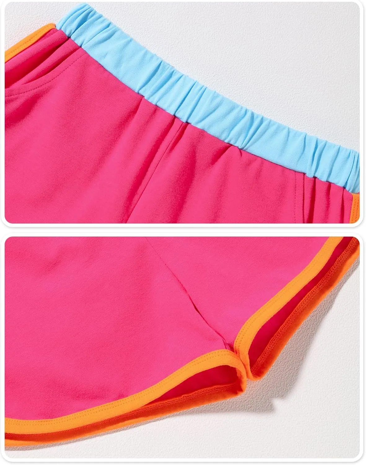 Girls Clothes Color Block Sleeveless Tank Top with Shorts 2PCS Summer Outfits