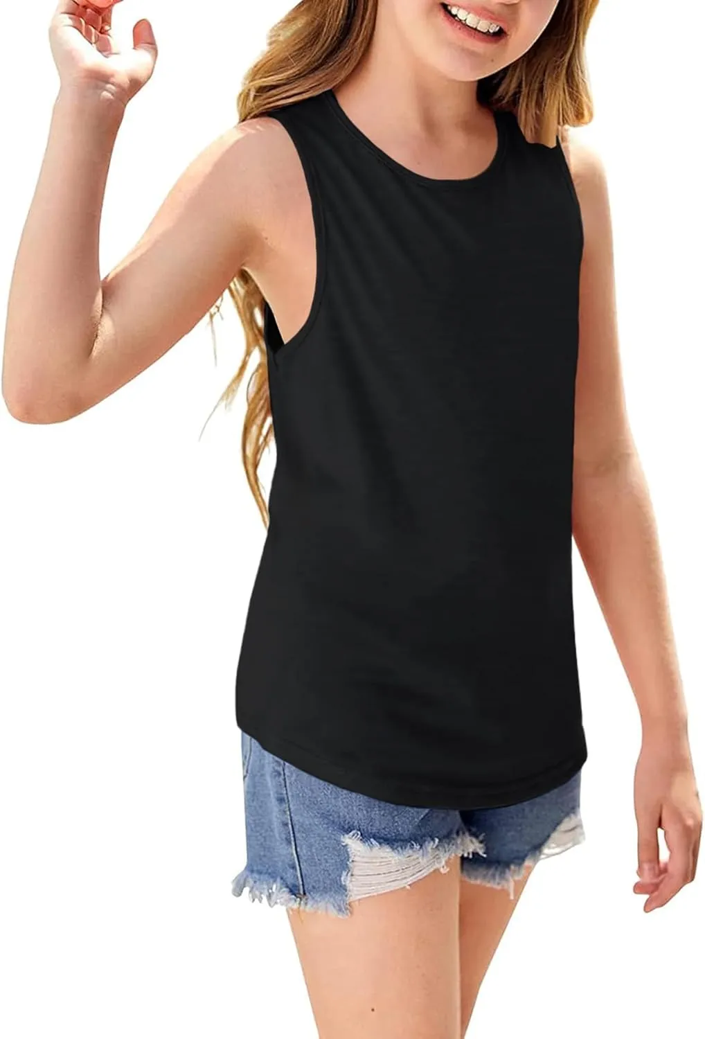 Girls Sleeveless Tank Tops Round Neck Basic Tees Summer Tanks Cute Top