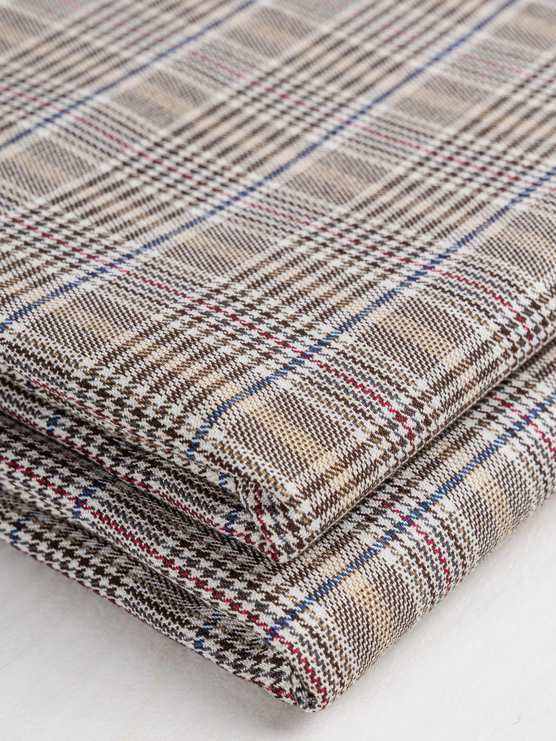 Glen Check Suiting Deadstock - Beige   Umber   Navy   Crimson