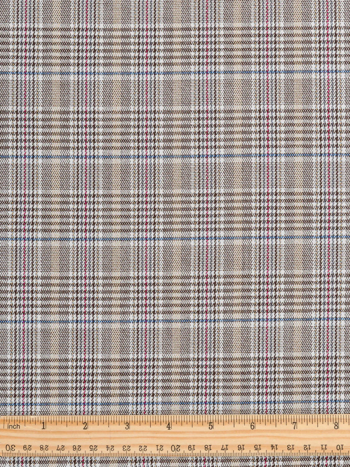 Glen Check Suiting Deadstock - Beige   Umber   Navy   Crimson