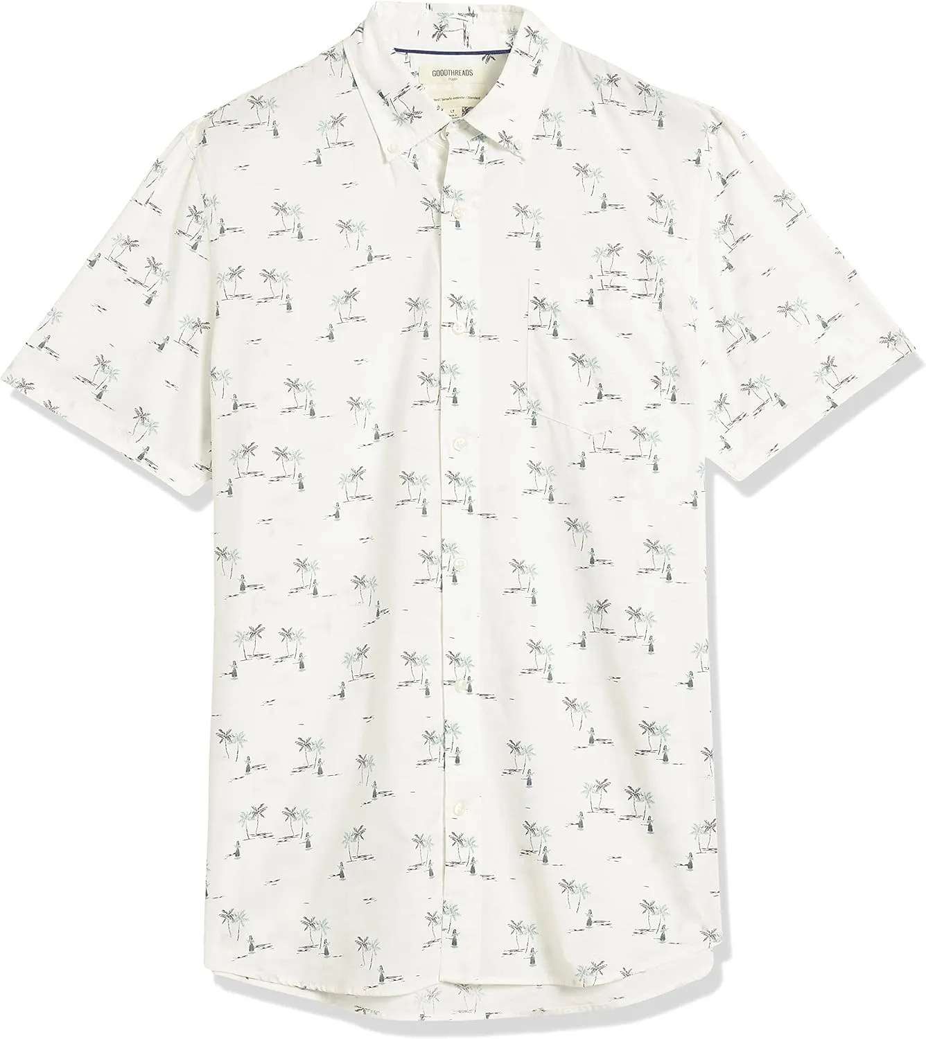 Goodthreads Men's Standard-Fit Short-Sleeve Printed Poplin Shirt