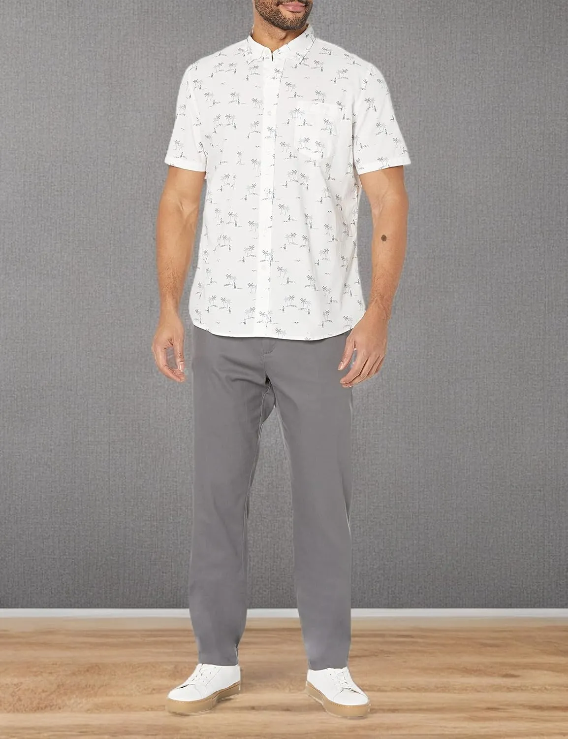 Goodthreads Men's Standard-Fit Short-Sleeve Printed Poplin Shirt