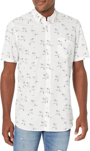 Goodthreads Men's Standard-Fit Short-Sleeve Printed Poplin Shirt