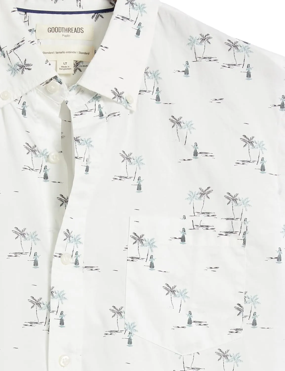 Goodthreads Men's Standard-Fit Short-Sleeve Printed Poplin Shirt