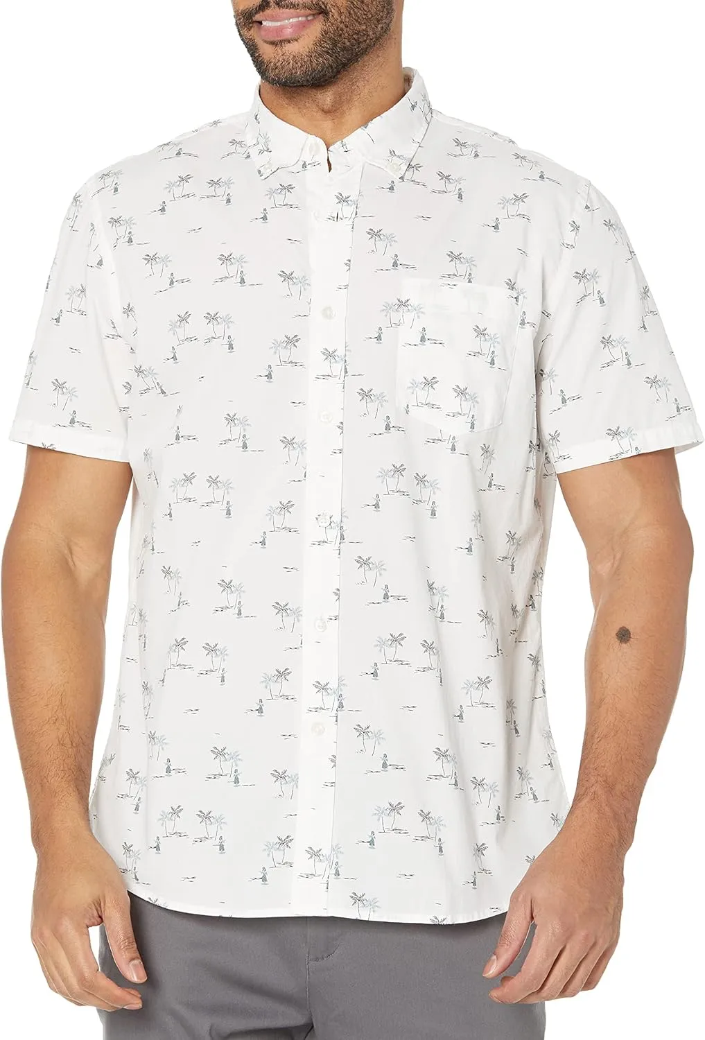 Goodthreads Men's Standard-Fit Short-Sleeve Printed Poplin Shirt