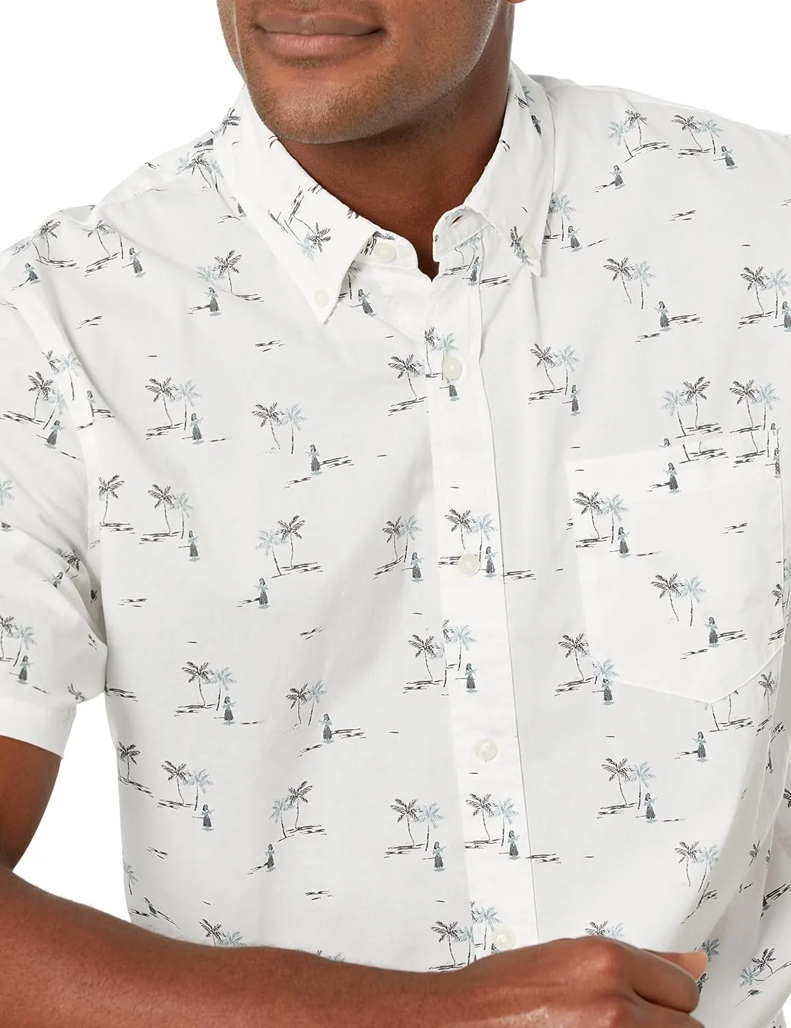 Goodthreads Men's Standard-Fit Short-Sleeve Printed Poplin Shirt