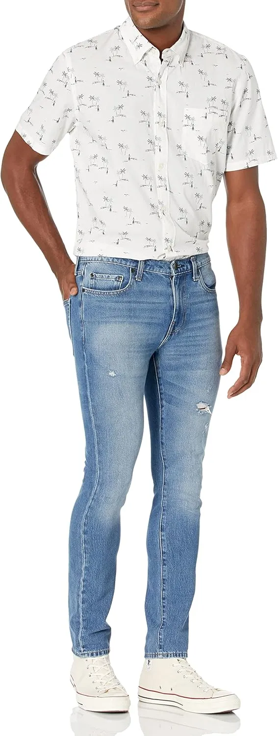 Goodthreads Men's Standard-Fit Short-Sleeve Printed Poplin Shirt