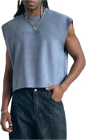 GORGLITTER Men's Dolman Sleeve Crop Vest Top Crewneck Loose Pullover Tank Tops
