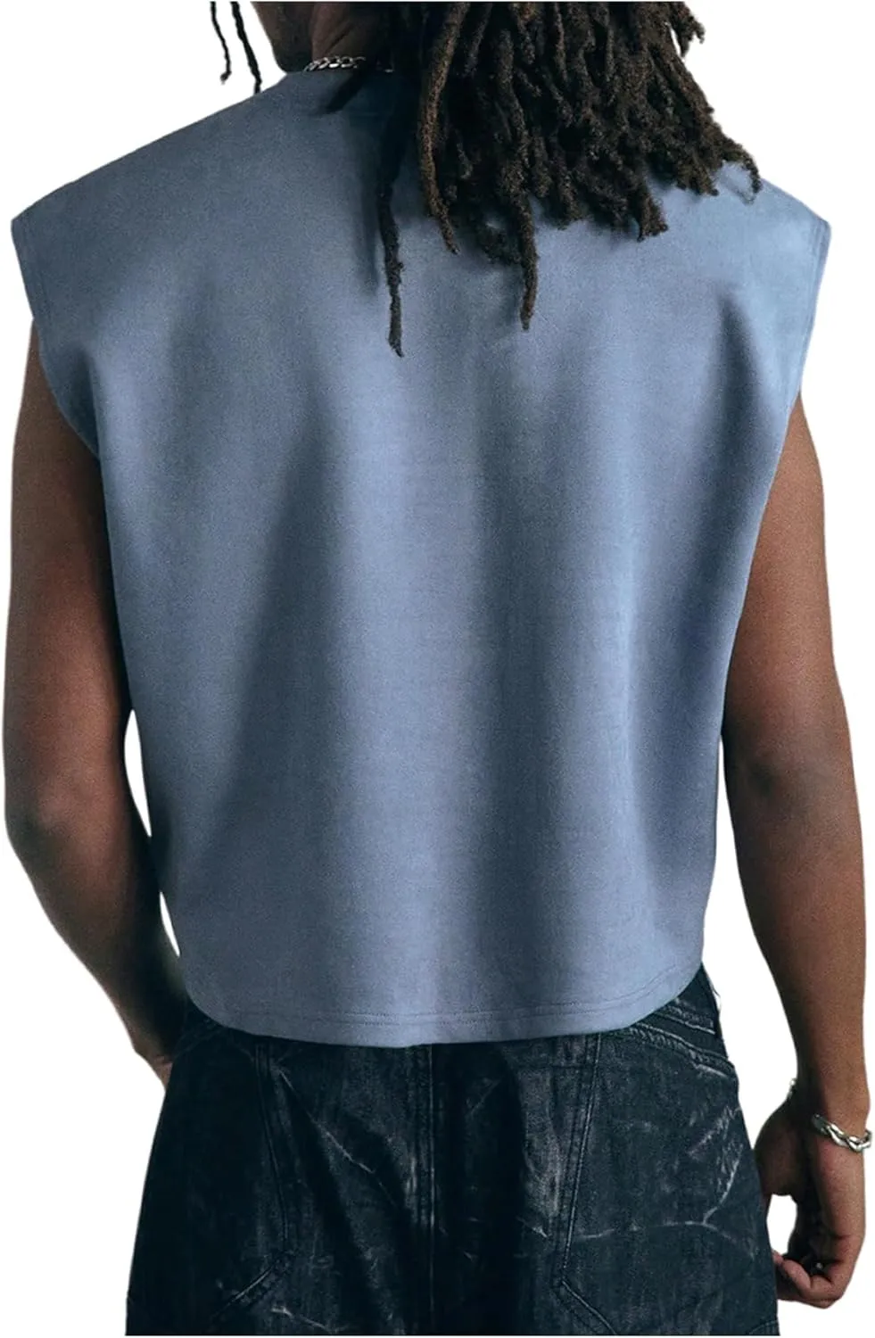GORGLITTER Men's Dolman Sleeve Crop Vest Top Crewneck Loose Pullover Tank Tops