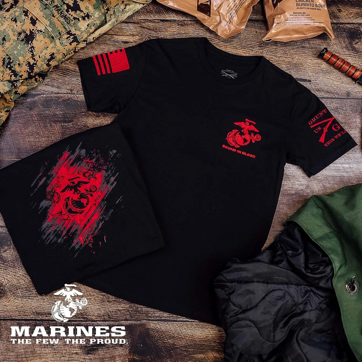 Grunt Style USMC Bound in Blood Men's T-Shirt