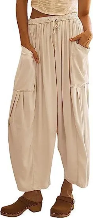 Guteidee Womens Linen Wide Leg Pants 2024 Casual Loose Lightweigt Beach Palazzo Harem Pants